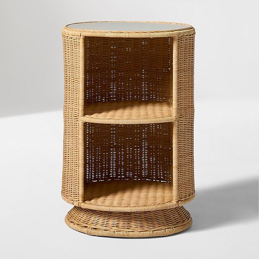 Billie Rattan Storage Side Table | West Elm (US)