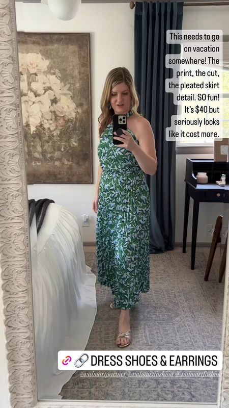 This resort dress needs to go on vacation somewhere pronto! $40 from @walmartfashion and doesn’t wrinkle in a suitcase when traveling.

The print, the color, the pleated skirt detail… bellissimo. Fits TTS and postpartum / bump friendly 

#SummerDress #VacationOutfit #ResortOutfit 

#LTKtravel #LTKstyletip