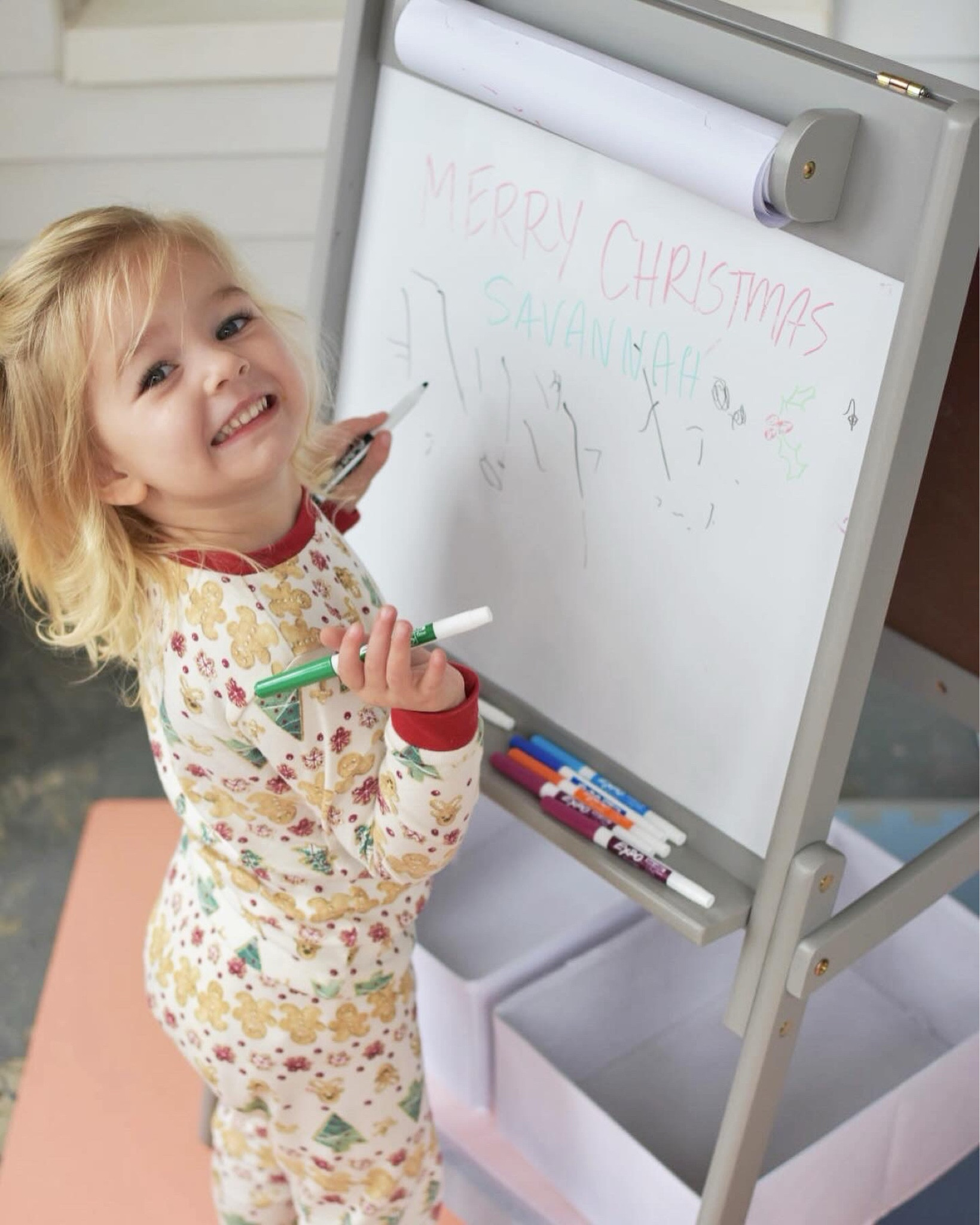Your toddler needs an easel! We love this two sided one from Amazon. It’s the perfect size for our 3 year old and comes with the storage baskets. We purchased chalk, dry erase markers, and erasers separately. The drawing paper came with it!

#LTKkids #LTKhome #LTKGiftGuide