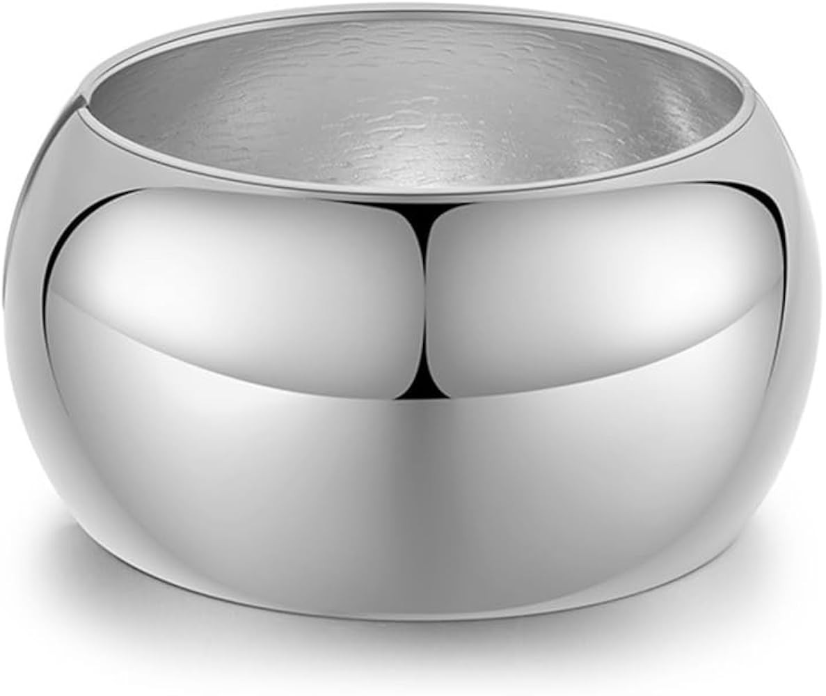 Extra Wide Chunky Bangle Bracelets for Women Dainty Minimalist Classic 14K Yellow Gold Plated Cuf... | Amazon (US)