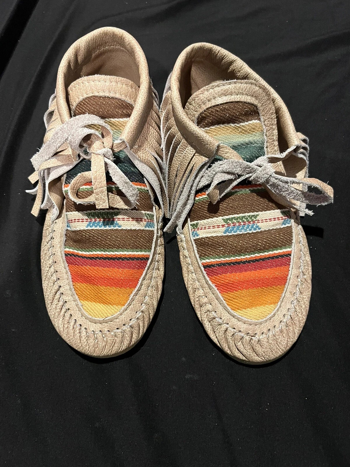 Serape Leather Moccasins with Fringe Women's Size 9  | eBay | eBay US