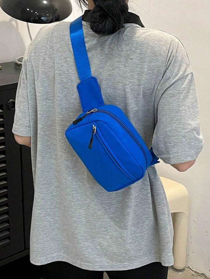 Solid Color Nylon Fabric Versatile Simple Waist Bag Running Sports Chest Bag Multi-Function Crossbody Chest Bag Fashion Mini Chest Bag Phone Bag Coin Purse Bag For Women | SHEIN