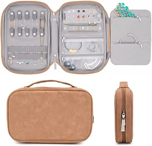 storageLAB Travel Jewelry Organizer, Faux Suede Clutch Bag for Necklaces, Earrings, Rings and Bra... | Amazon (US)