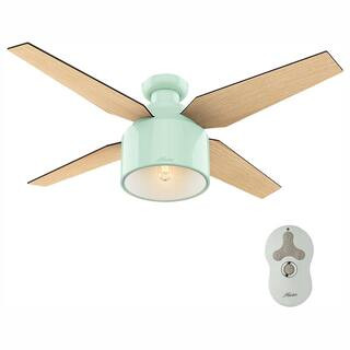 Hunter Cranbrook 52 in. LED Low Profile Indoor Mint Ceiling Fan with Remote 59260 - The Home Depo... | The Home Depot