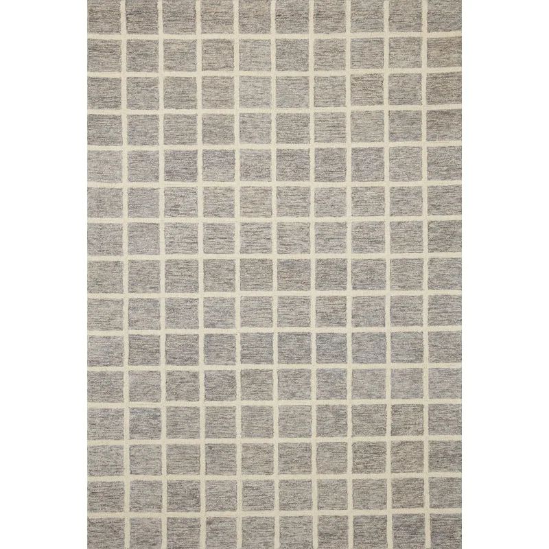 Checkered Handmade Tufted Slate/Ivory Area Rug | Wayfair North America