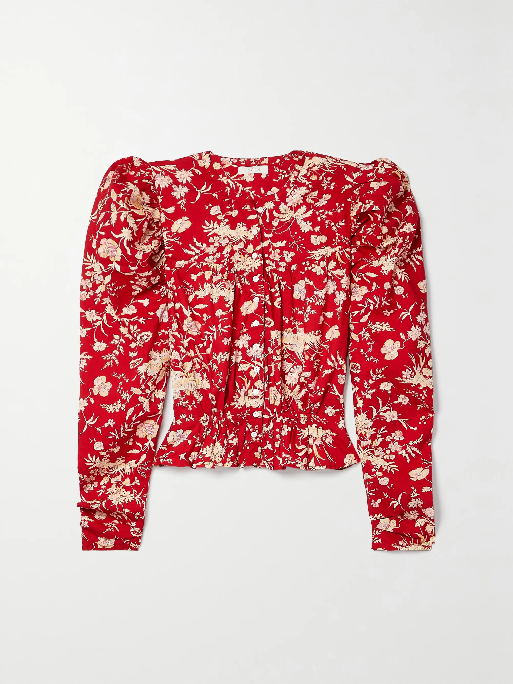 Amelia gathered floral-print cotton-poplin top | NET-A-PORTER (US)