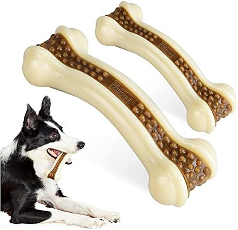Dog Chew Toys for Aggressive Chewers Large Breed,2 Pack Beef Flavor Indestructible Dog Teething Chew | Amazon (US)