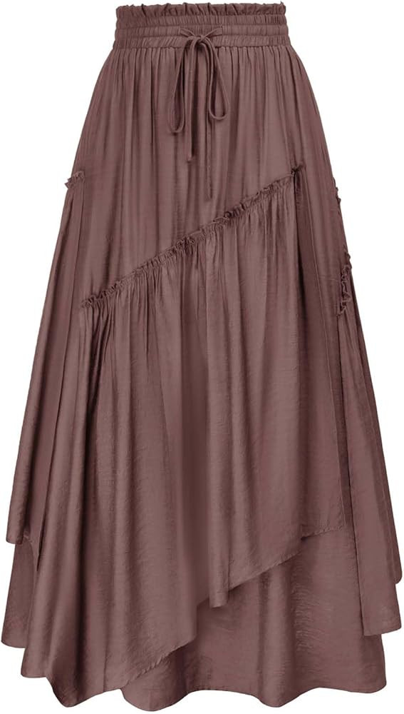 Scarlet Darkness Women Long Layered Tiered Skirt with Pockets Renaissance Elastic High Waist Skir... | Amazon (US)