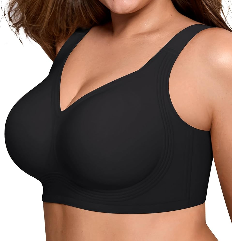 Bras for Women Supportive Wireless Push Up Bra Full Coverage No Underwear Seamless Plus Size for ... | Amazon (US)