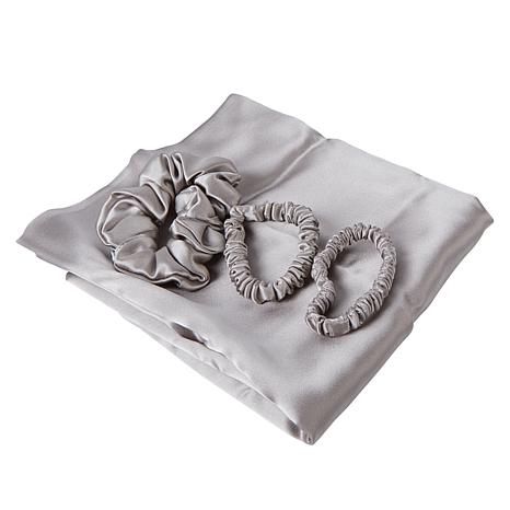 Locks & Mane 100% Silk 3-Piece Scrunchie Set with Pillow Case - 20229471 | HSN | HSN
