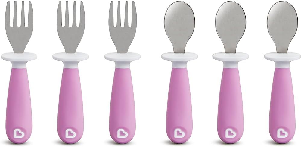 Munchkin® Raise™ Toddler Fork and Spoon Utensil Set, 6 Pack, Purple | Amazon (US)