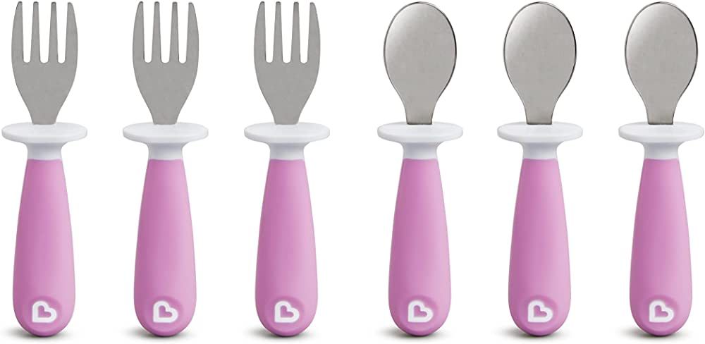 Munchkin® Raise™ Toddler Fork and Spoon Utensil Set, 6 Pack, Purple | Amazon (US)