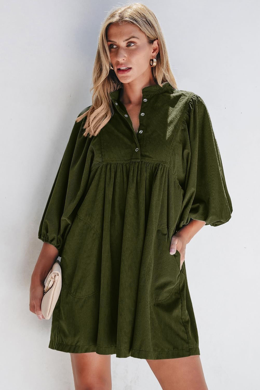 Women Corduroy Fall Winter Mini Babydoll Dresses | Amazon (US)