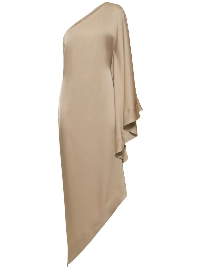 One shoulder draped satin long dress | Luisaviaroma