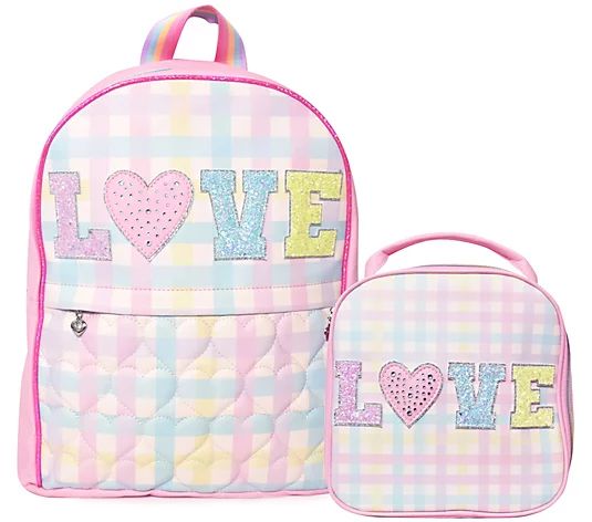 OMG Accessories Love Gingham Large Backpack andLunch Bag Set - QVC.com | QVC