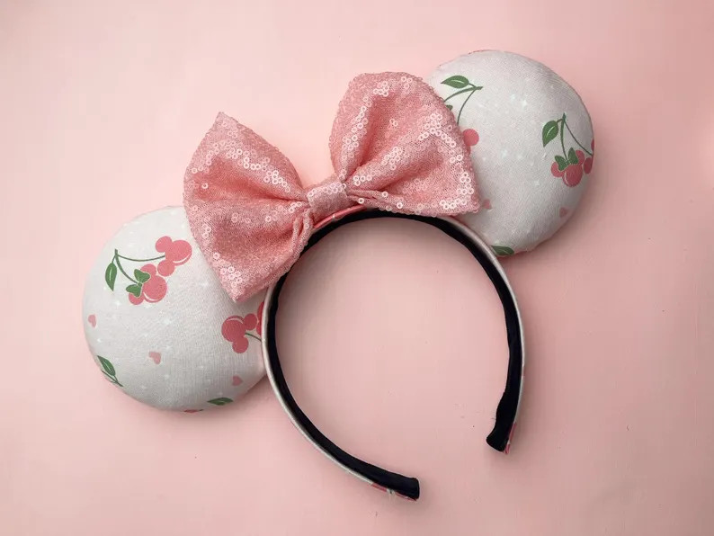 Mickey Cherry Ears, Pink Minnie Cherry Ears, Mickey Ears, Minnie Ears, Disney Ears - Etsy | Etsy (US)