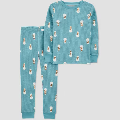 Carter's Just One You® Toddler 2pc Long Sleeve Snowman Christmas Pajama Set - Mint Green 5T | Target