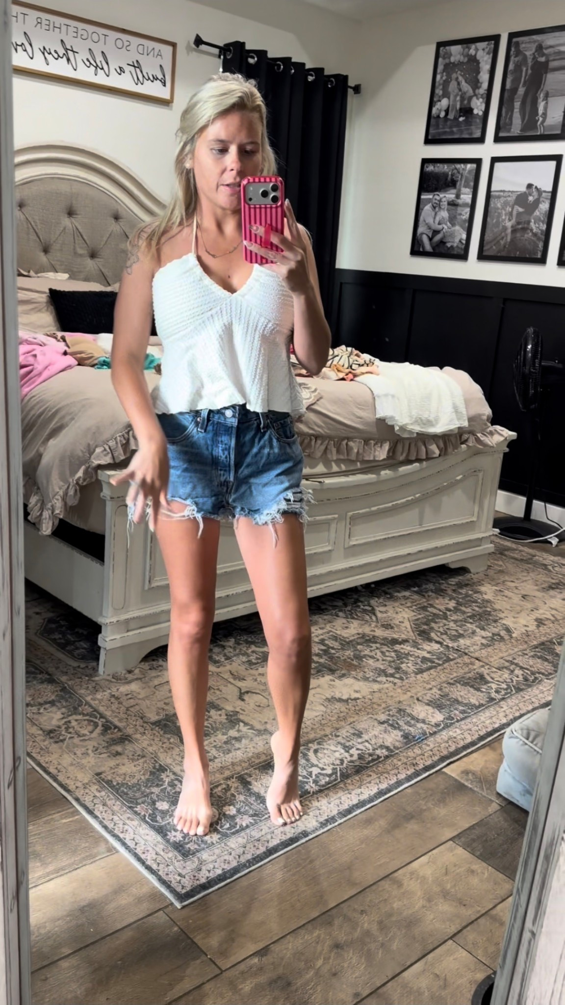 Wearing a small top & size 26 Levi’s 