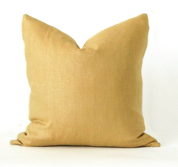 22x22 Mustard Yellow Linen Pillow Cover, linen pillow cover, mustard pillow cover, boho pillow co... | Etsy (US)