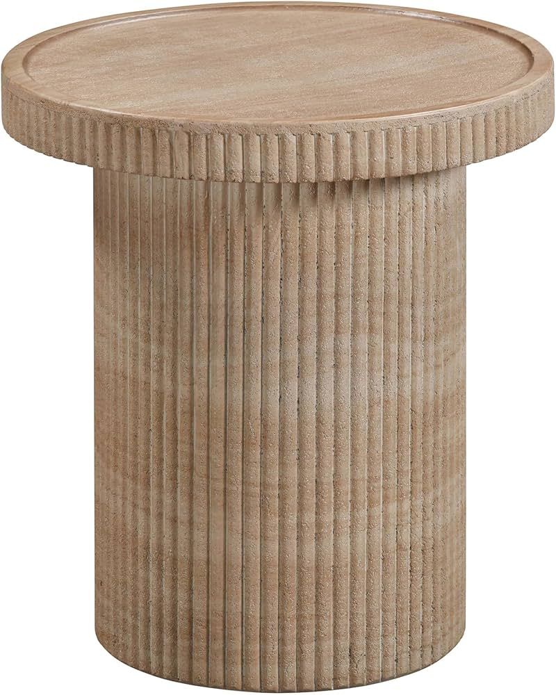 Tov Furniture Darcy Faux Travertine Concrete Indoor/Outdoor Round Side Table | Amazon (US)