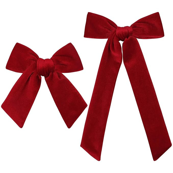 2PCS Large Velvet Hair Bows Red Hair Clips 5"&3.5" Alligator Clip Hair Accessories for Toddler Gi... | Amazon (US)
