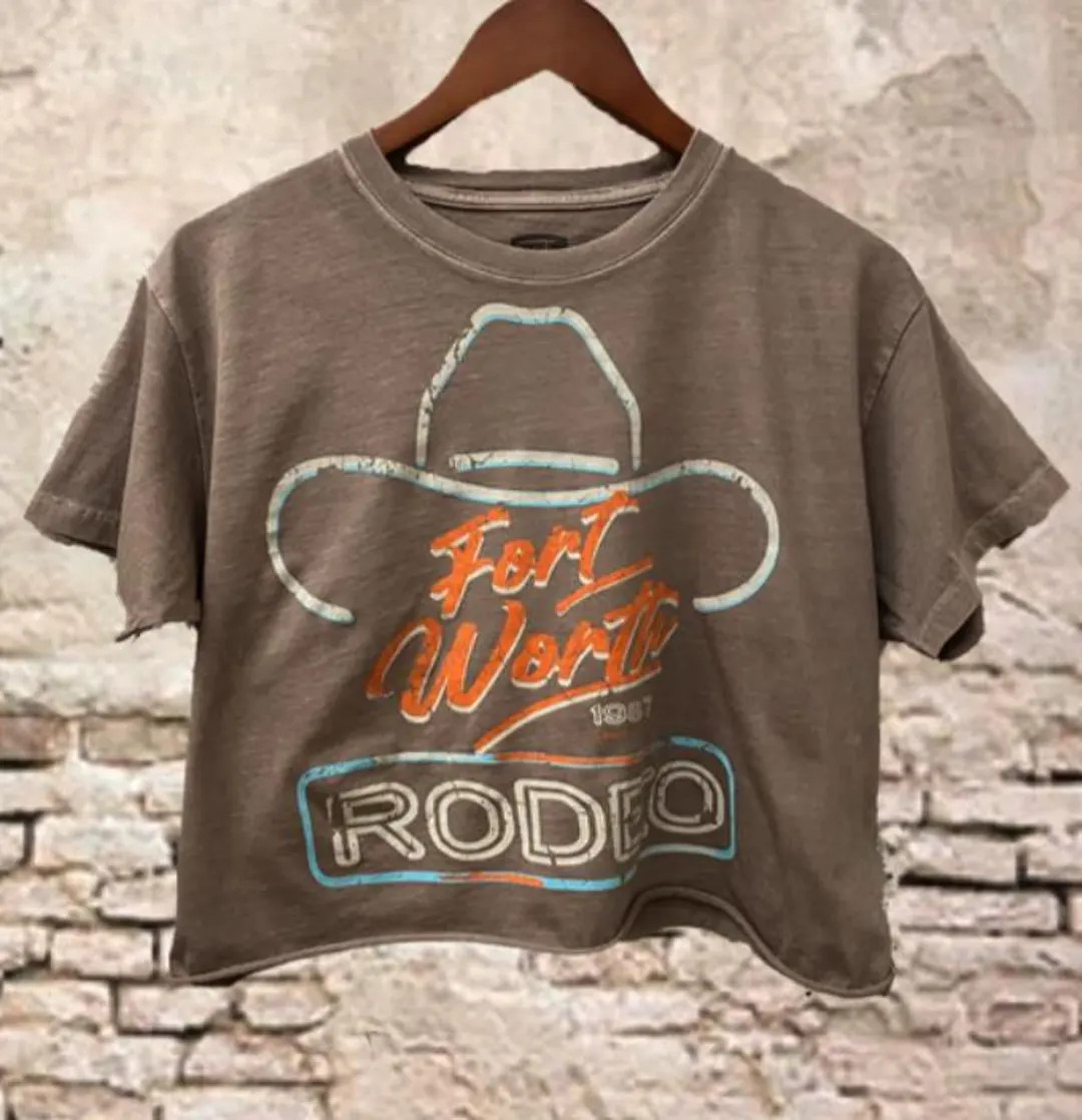 Texas Fort Worth Rodeo 87' Relaxed Cropped T-shirt - Etsy | Etsy (US)