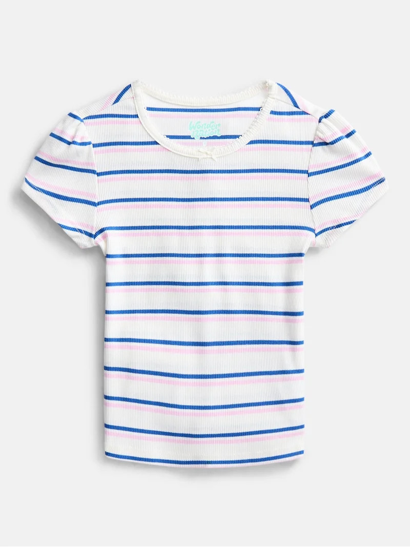 Wonder Nation Girls Baby Tee with Short Sleeves, Sizes 4-10 | Walmart (US)