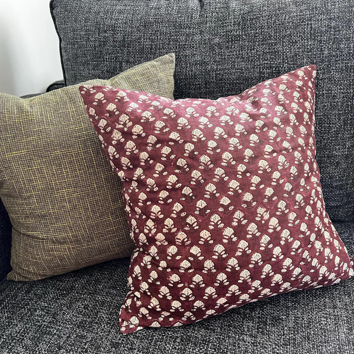 Small Flower ||block Print Linen Pillow Cover, /natural Linen / Flower Natural Linen Pillow Cover... | Etsy (Global)