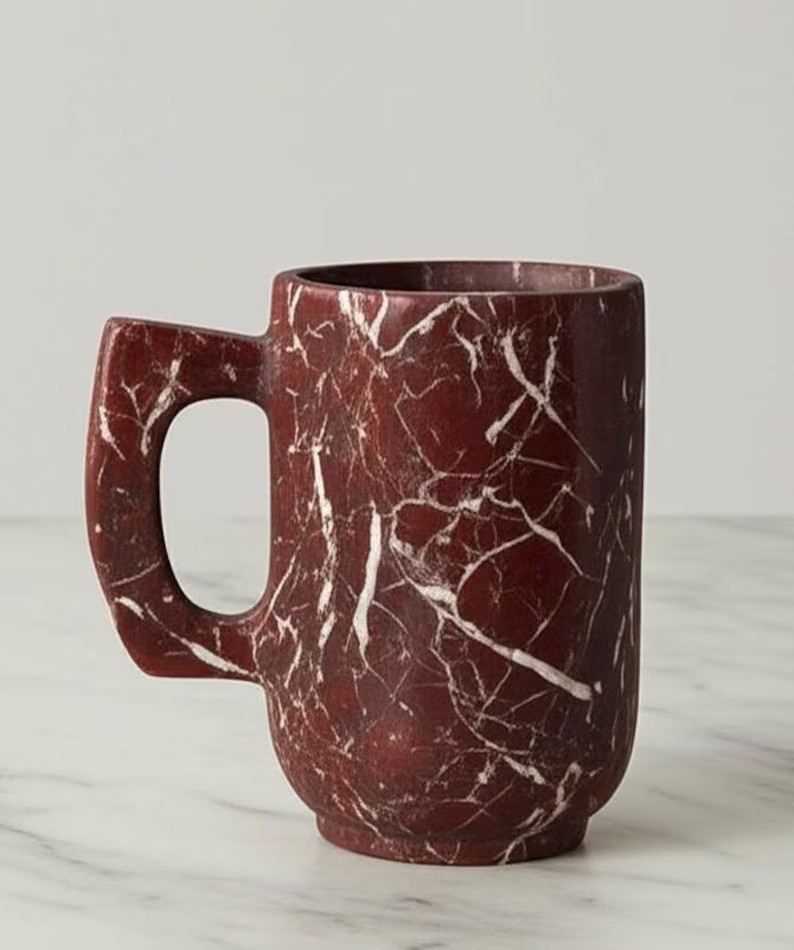 Cherry Rosso Marble Levanto 6" Mug | 18 Oz Large Onyx Mug 6' H 3.5" D | Natural Stone Coffee Mug ... | Etsy (US)