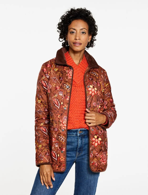 Quilted Barn Jacket - Blooming Jacobean | Talbots