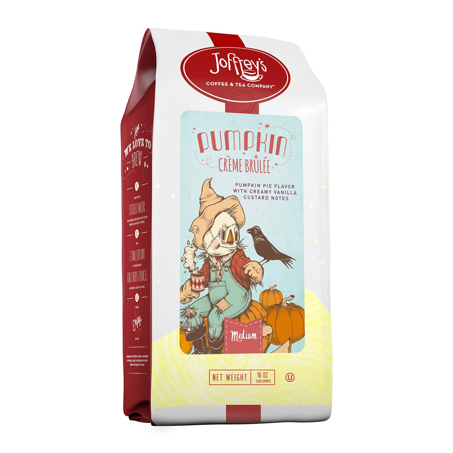Joffrey's Coffee - Pumpkin Crème Brûlée, Flavored Coffee, Artisan Medium Roast, Arabica Beans, Pumpkin Pie & Vanilla Custard Flavor, Gluten-Free, No Sugar (Ground, 16 oz) | Amazon (US)