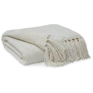 Tamish Cream Polyester Throw | The Home Depot