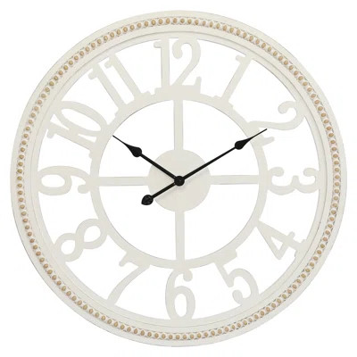 Farmhouse White Solid Wood Wall Clock | Wayfair Professional
