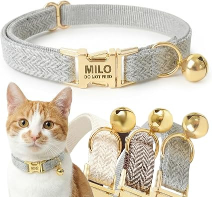 Custom Engraved Cat Collar with Removable Bow Tie - Personalized ID Tag & Safety Bell, Adjustable... | Amazon (US)