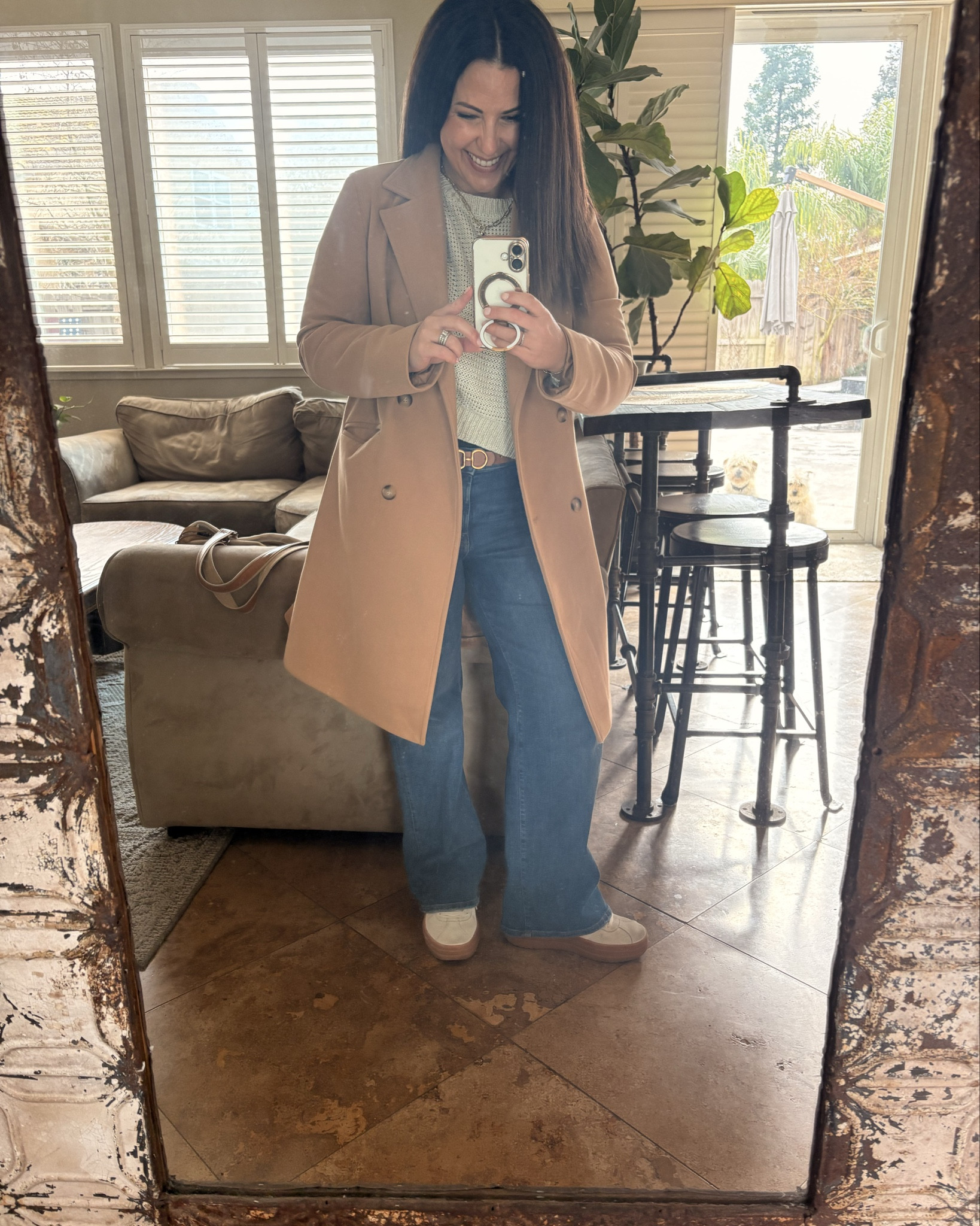 The tule fog is back in the valley and it’s bone chilling. This Tuesday felt an awful lot like a Monday. My long camel wool top coat pea coat is fantastic. I’ve had it a few years and it’s as good as new. My platform sneakers are extremely comfortable and perfect for being on my feet all day. 

Teacher style
Preppy style
Wardrobe basics

#LTKootd #LTKOver40 #LTKPetite