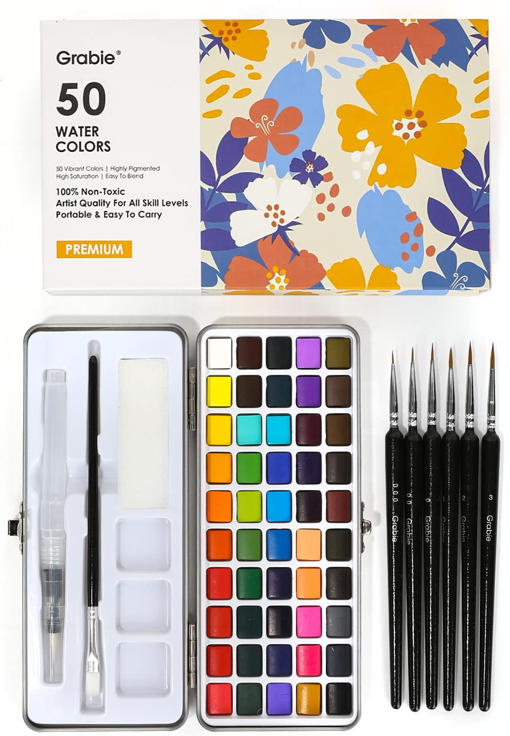 Watercolor Paint Set, Great for Painting, 50 Colors, Detail Paint Brush Included, Art Supplies, f... | Amazon (US)