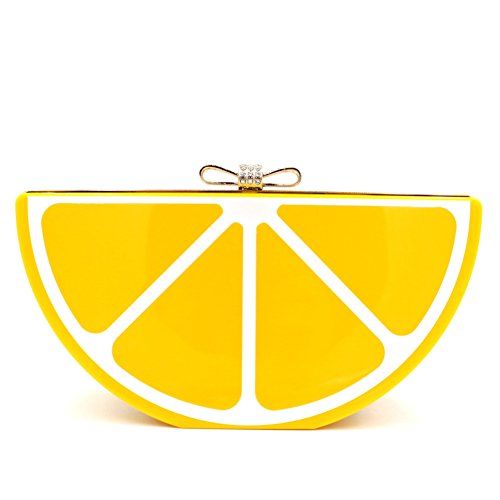 Women Acrylic Lemon Evening Bags Purses Clutch Vintage Banquet Handbag (Yellow) | Amazon (US)