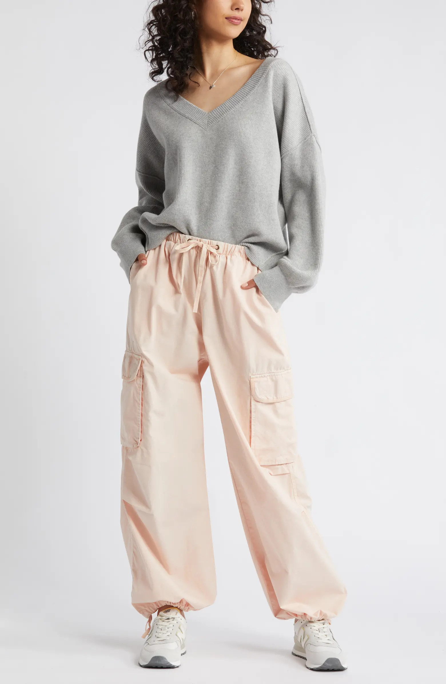 BP. Seamed Oversize V-Neck Rib Sweater | Nordstrom | Nordstrom