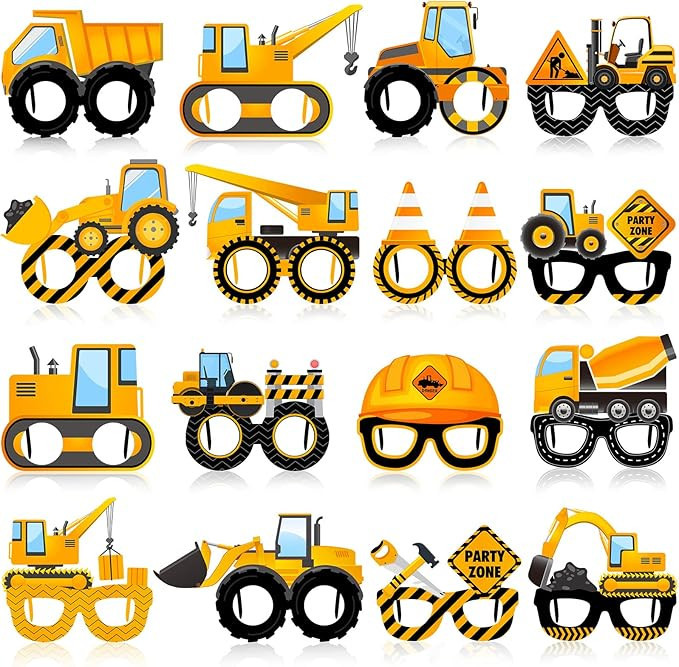 32 Pcs Construction Theme Party Eyeglasses Dump Truck Party Cardboard Glasses Engineering Excavat... | Amazon (US)
