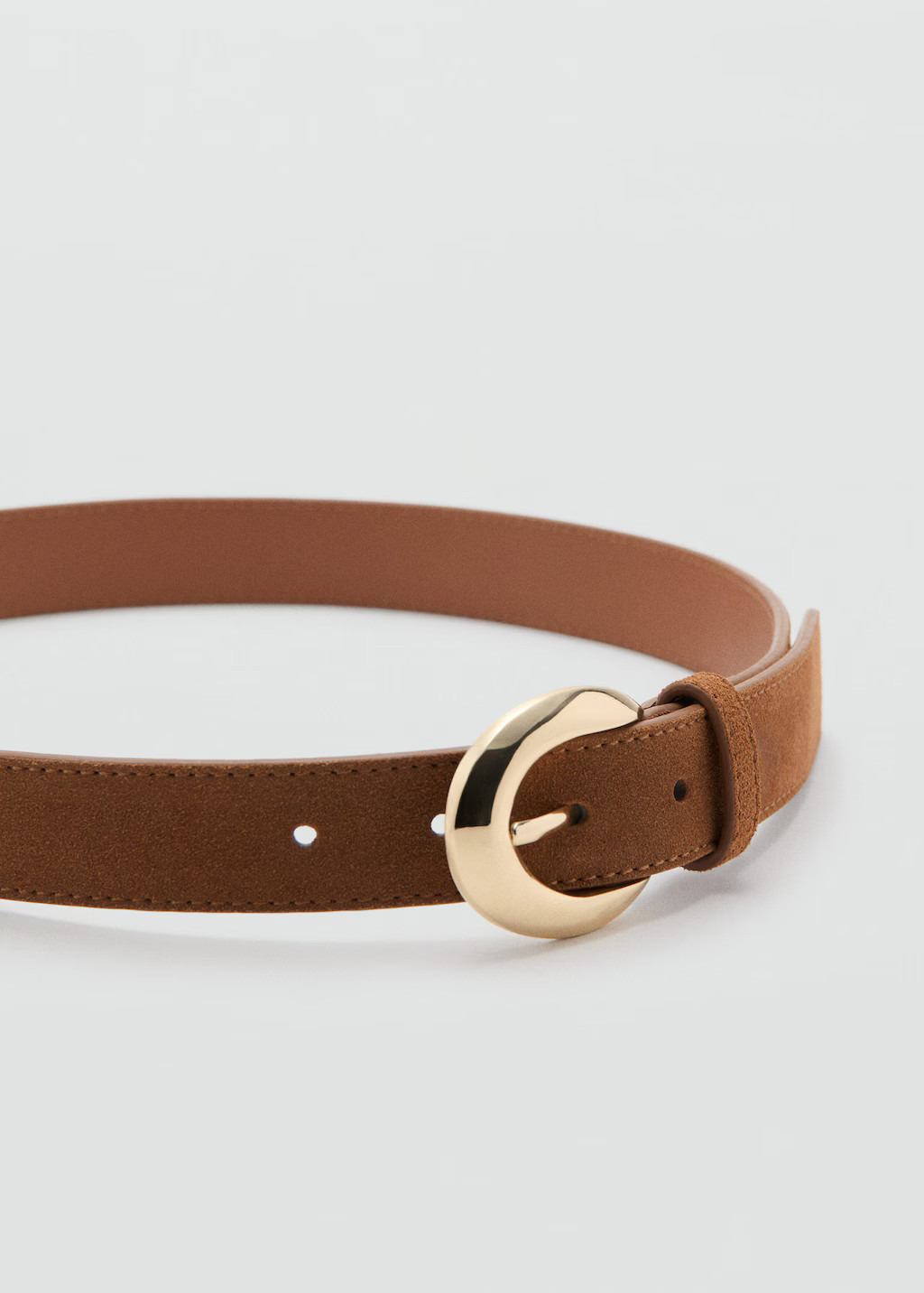 Leather belt with oval buckle brown - Woman - M - MANGO | Mango (US/MX/AU)
