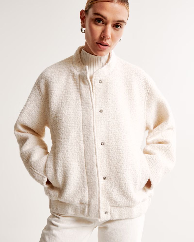Women's Wool-Blend Bomber Jacket | Women's Clearance | Abercrombie.com | Abercrombie & Fitch (US)