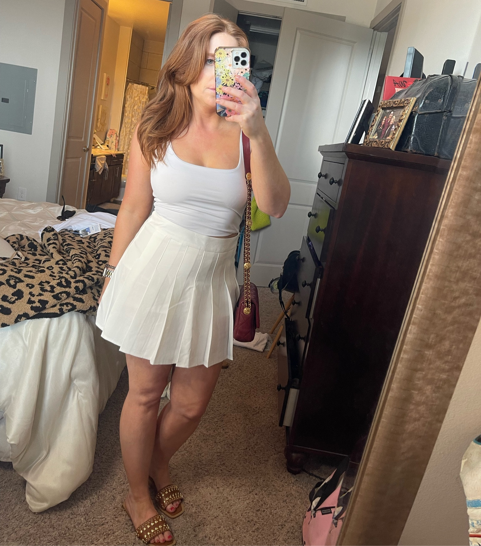 Medium in top and an 8 in skort (reviews said to size up however prob should’ve gotten a 6 bc loose in waist but the liner underneath fit) then the size on it says “xl” so weird! Lol but I ordered an “8” in the skirt/skort😂 shoes are Zara♥️

#LTKunder50 #LTKstyletip #LTKunder100