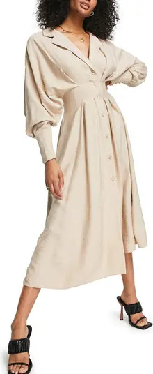 ASOS DESIGN Drape Midi Shirt Dress | Nordstrom | Nordstrom