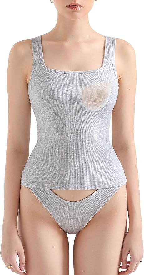 SUUKSESS Women Cotton Rib Squre Neck Tops Sleeveless Summer Padded Basic Tank Top | Amazon (US)