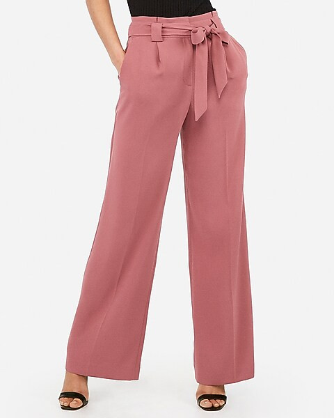 high waisted paperbag wide leg pant | Express