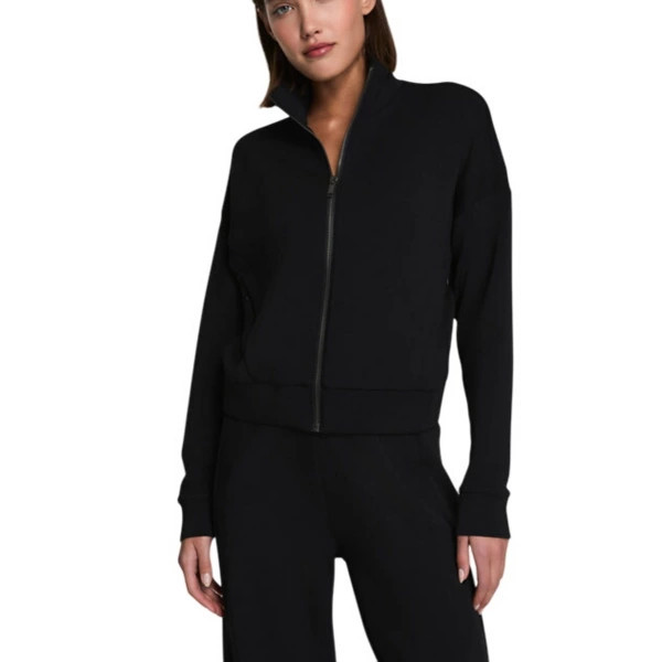 Women's Spanx AirEssentials Track Jacket Full Zip Medium Very Black | Scheels Sports