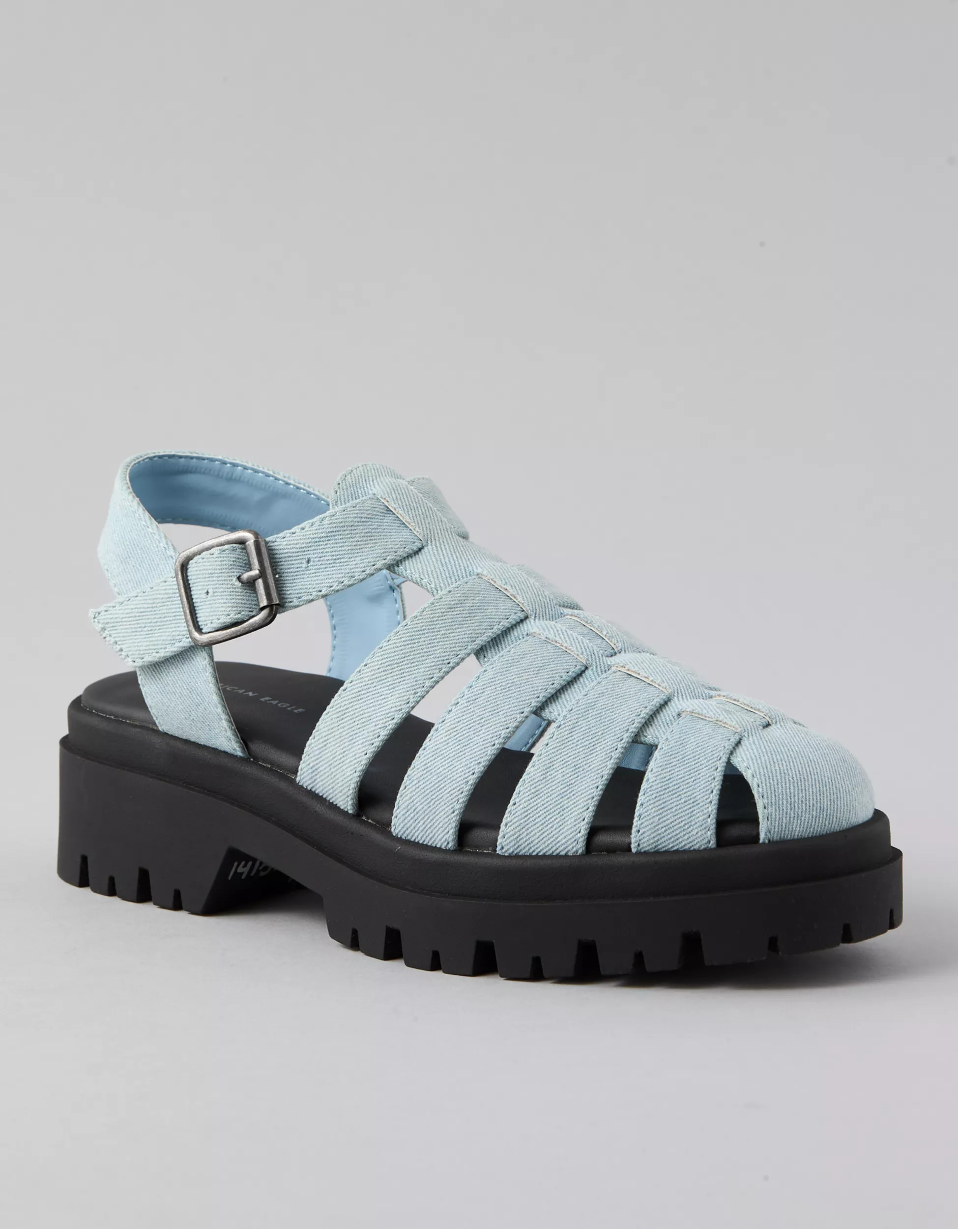 AE Fisherman Denim Lug Sandal | American Eagle Outfitters (US & CA)