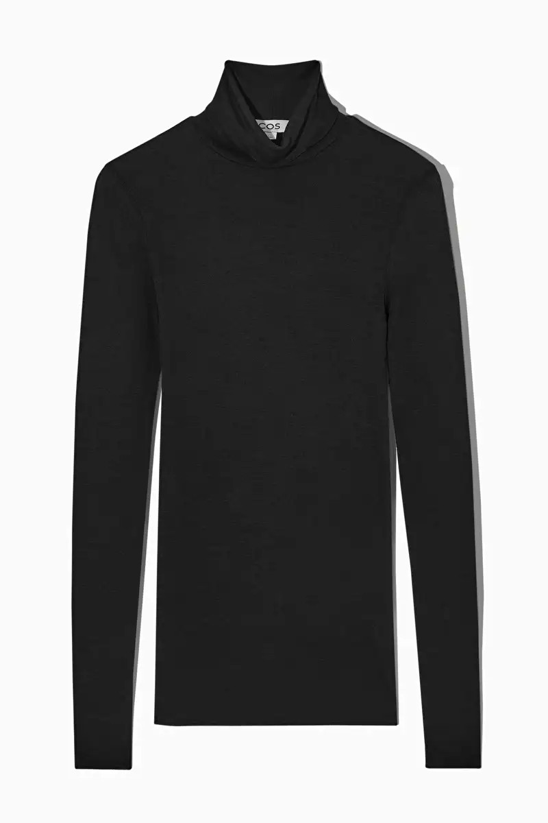 MERINO WOOL TURTLENECK TOP - BLACK - COS | COS UK