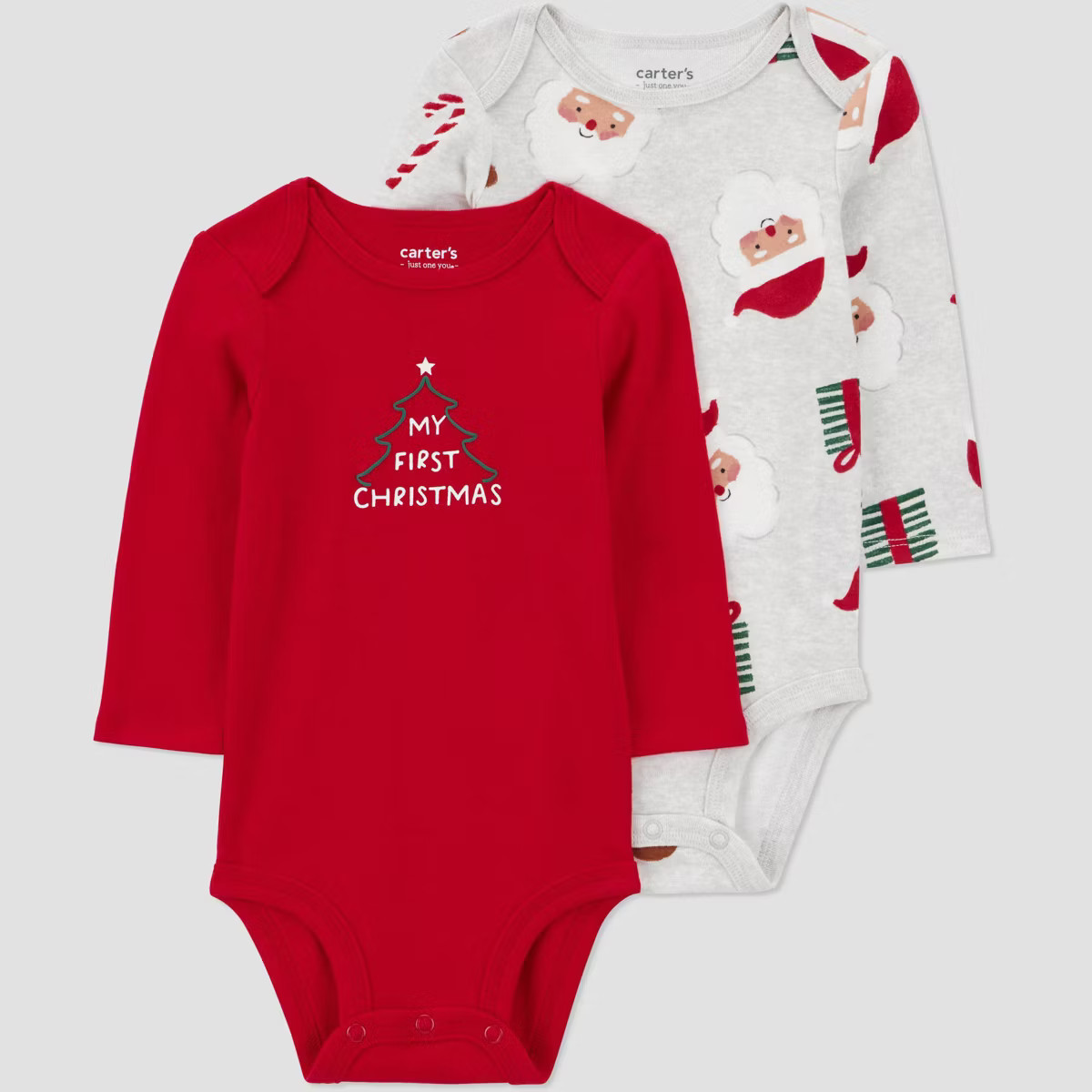 Carter's Just One You® Baby 2pk My First Christmas Bodysuit - Red/Gray | Target