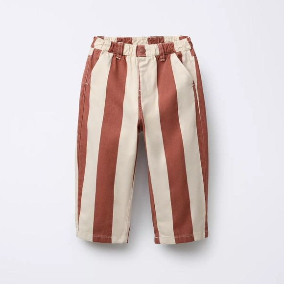 Zara Kids Striped Bottoms in Cream and Brown | Poshmark